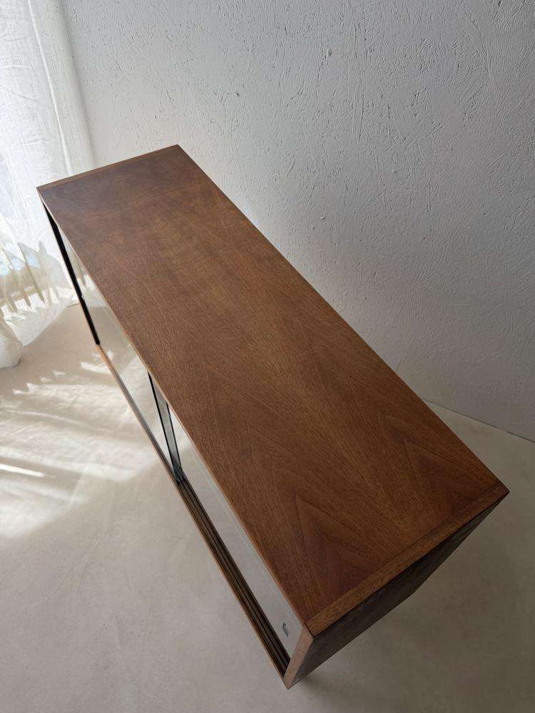 photo furniture 1960s Walnut Display Cabinet With Smoked Glass