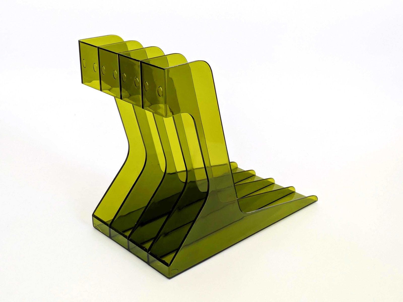 Vintage groene plexiglazen LP-platenrek – Space Age / Mid-Century – tafelmodel of wandmontage photo buy