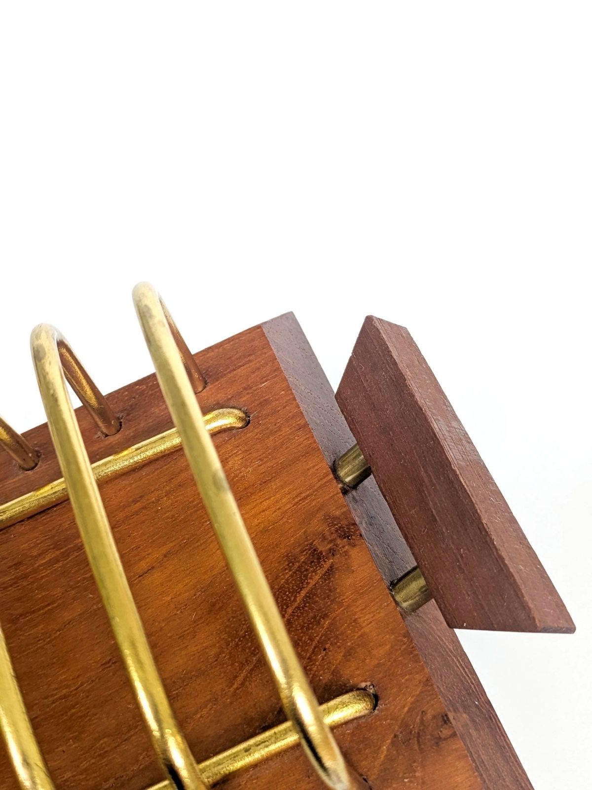 Teak Brass Toast Rack 9 Slot Midcentury 1960s Danish Style Letter Holder Desk Organiser photo buy