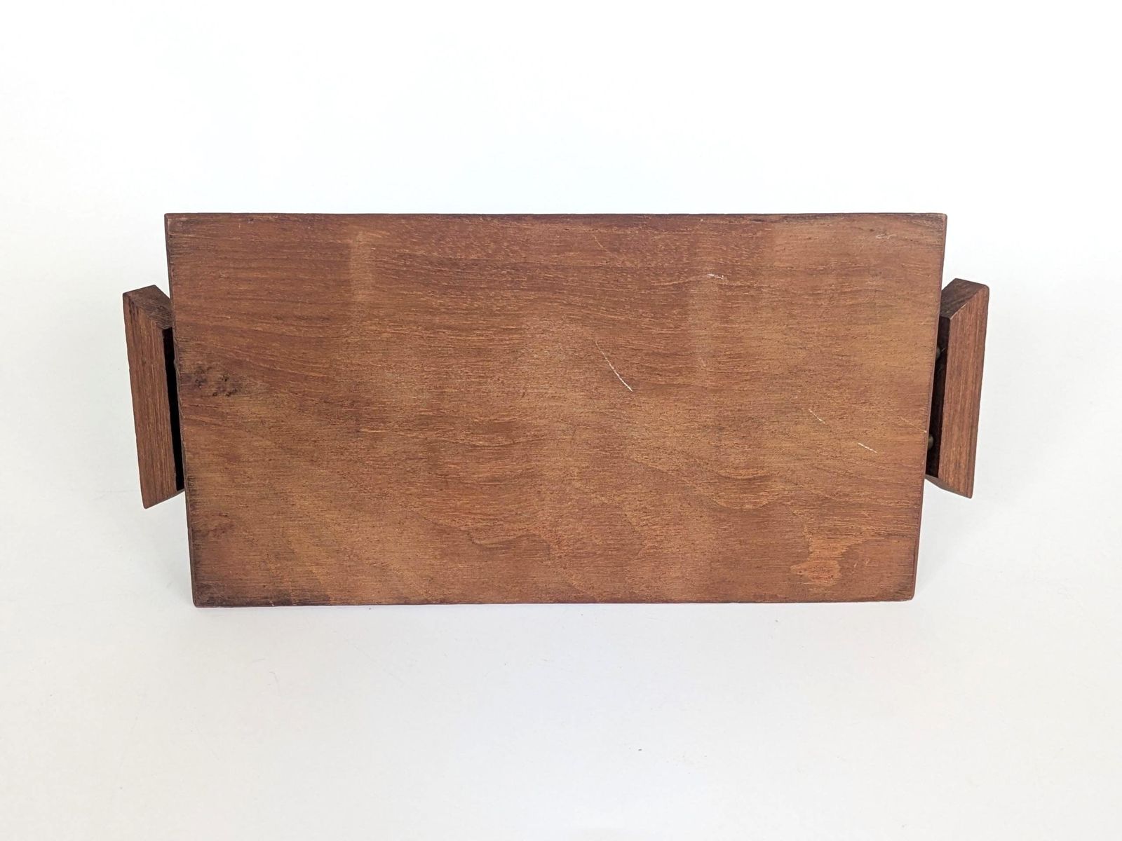 Teakhouten broodrekje met messing draad – 9 vakken, mid-century, jaren 1960, Deense stijl, brievenhouder, bureauorganizer photo vintage