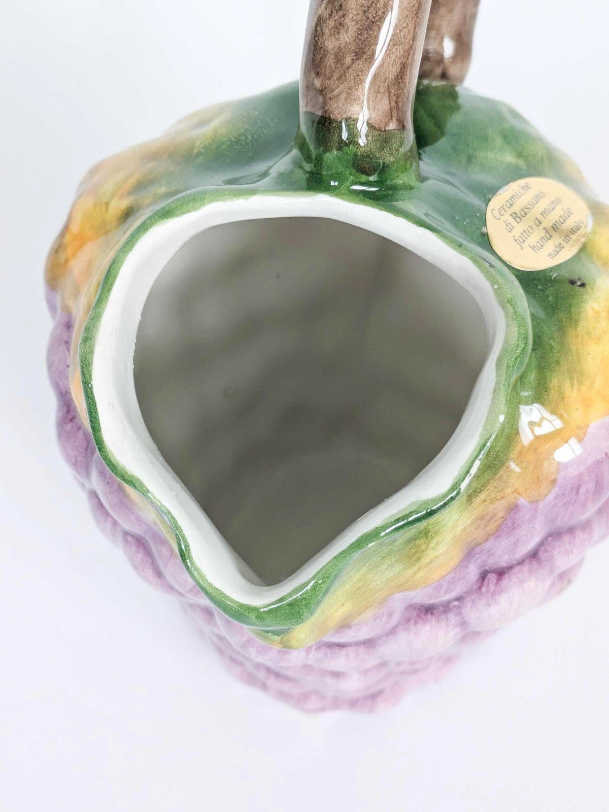 Mid-Century Ceramiche Di Bassano Majolica Druivenkan Italië Vintage Grandmillennial Decor photo Woonaccessoires