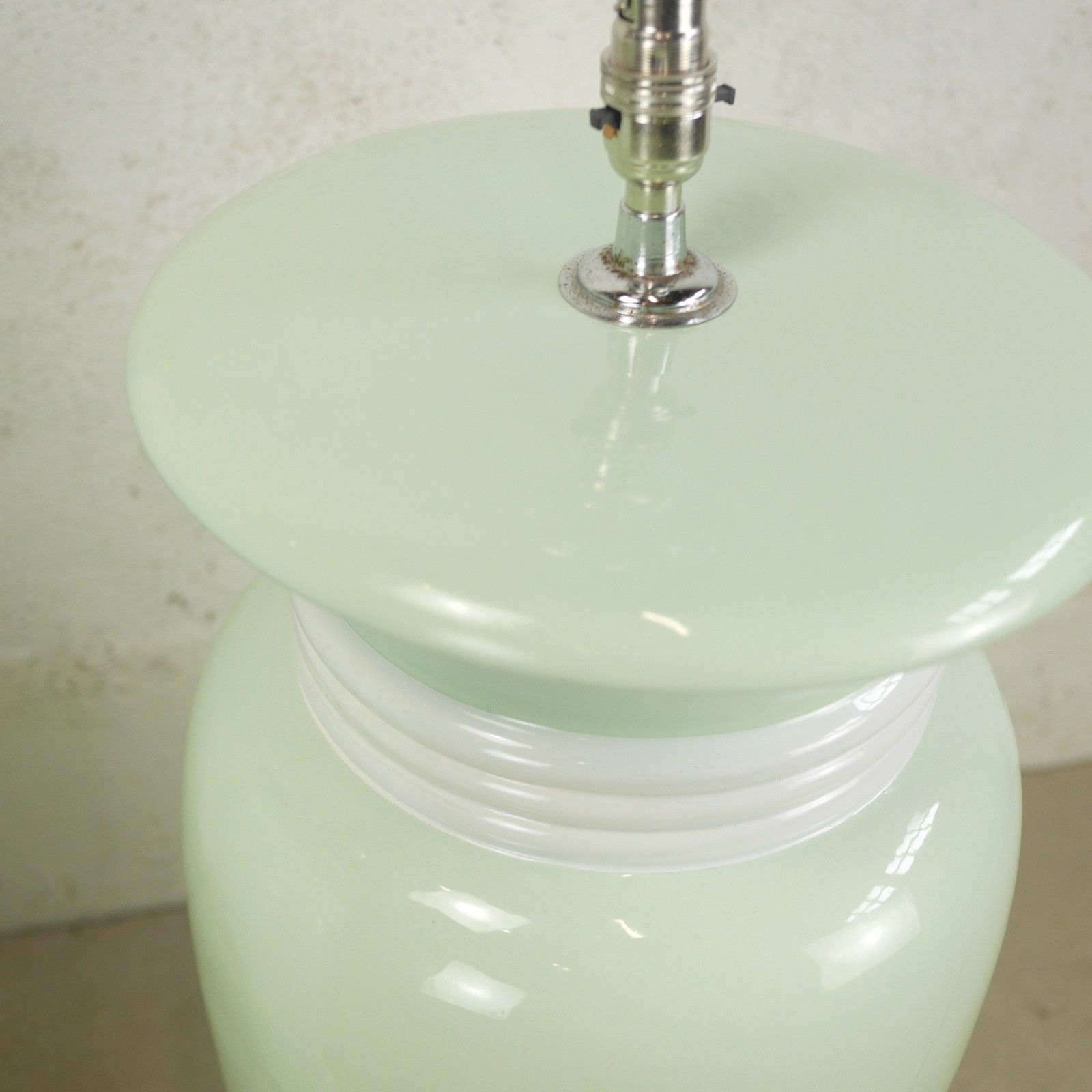 355.0 Pair Colossal Mint Green Art Deco Hollywood Regency Ceramic Lights Lamps #102268 photo