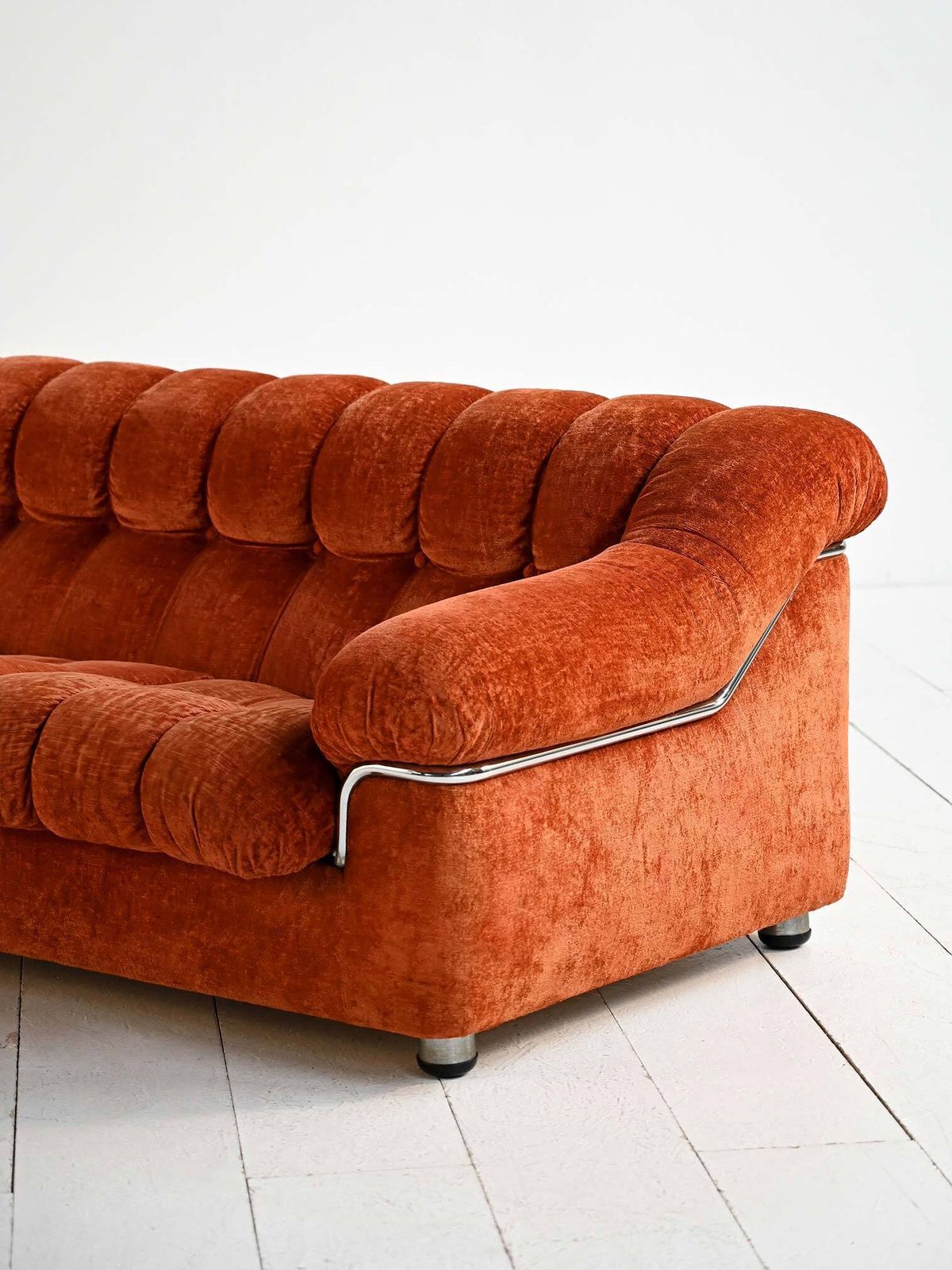 Vintage Velvet Bank Uit De Jaren 1970 In Roestkleur Met Metalen Details photo 2070.0