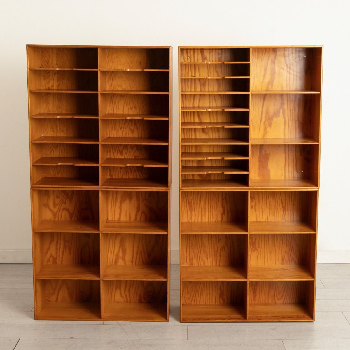 Set Of 4 Modular Bookcases In Oregon Pine By Mogens Koch For Rud Rasmussen, Denmark C.1975