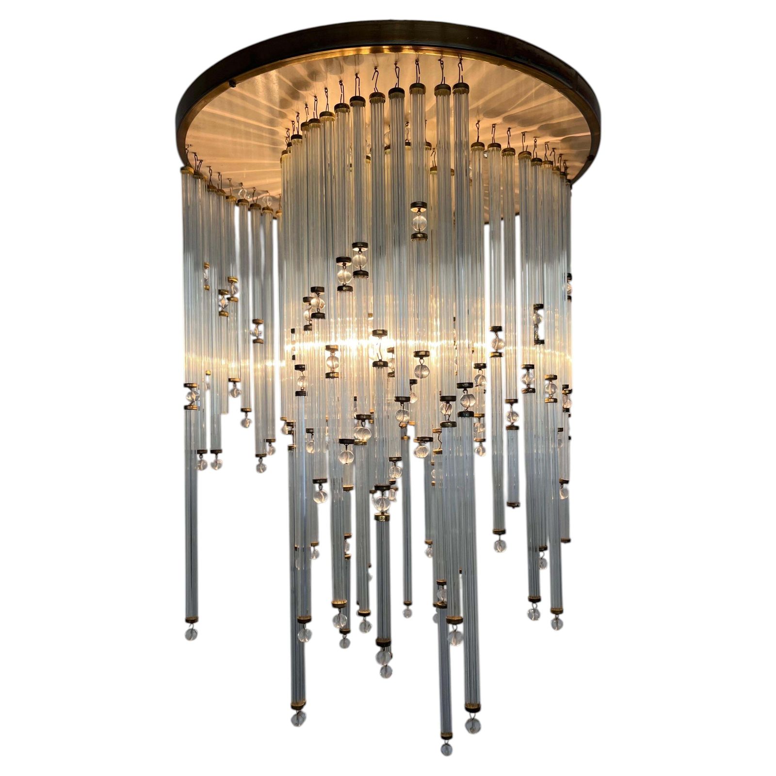 Kleine mid-century glazen kroonluchter/hanglamp van Kinkeldey, Duitsland, jaren 1970