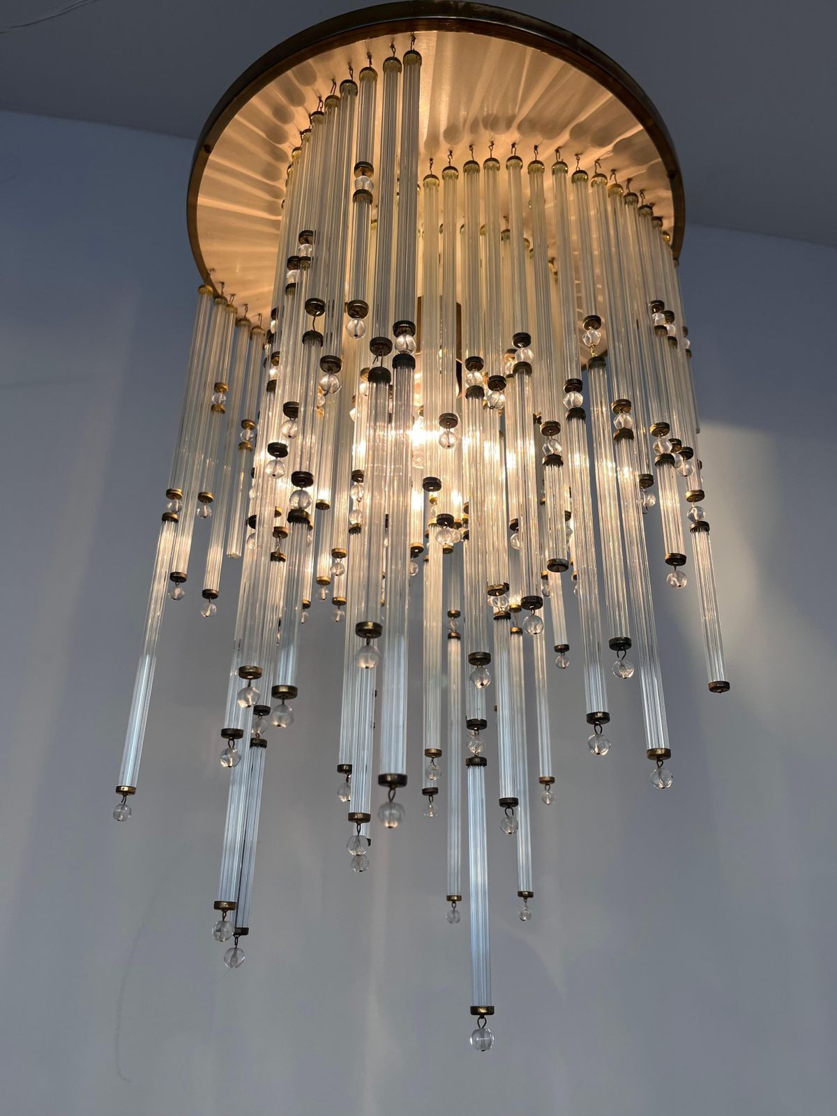 Petit lustre mid-century en verre par Kinkeldey, Allemagne, années 1970 photo Luminaires