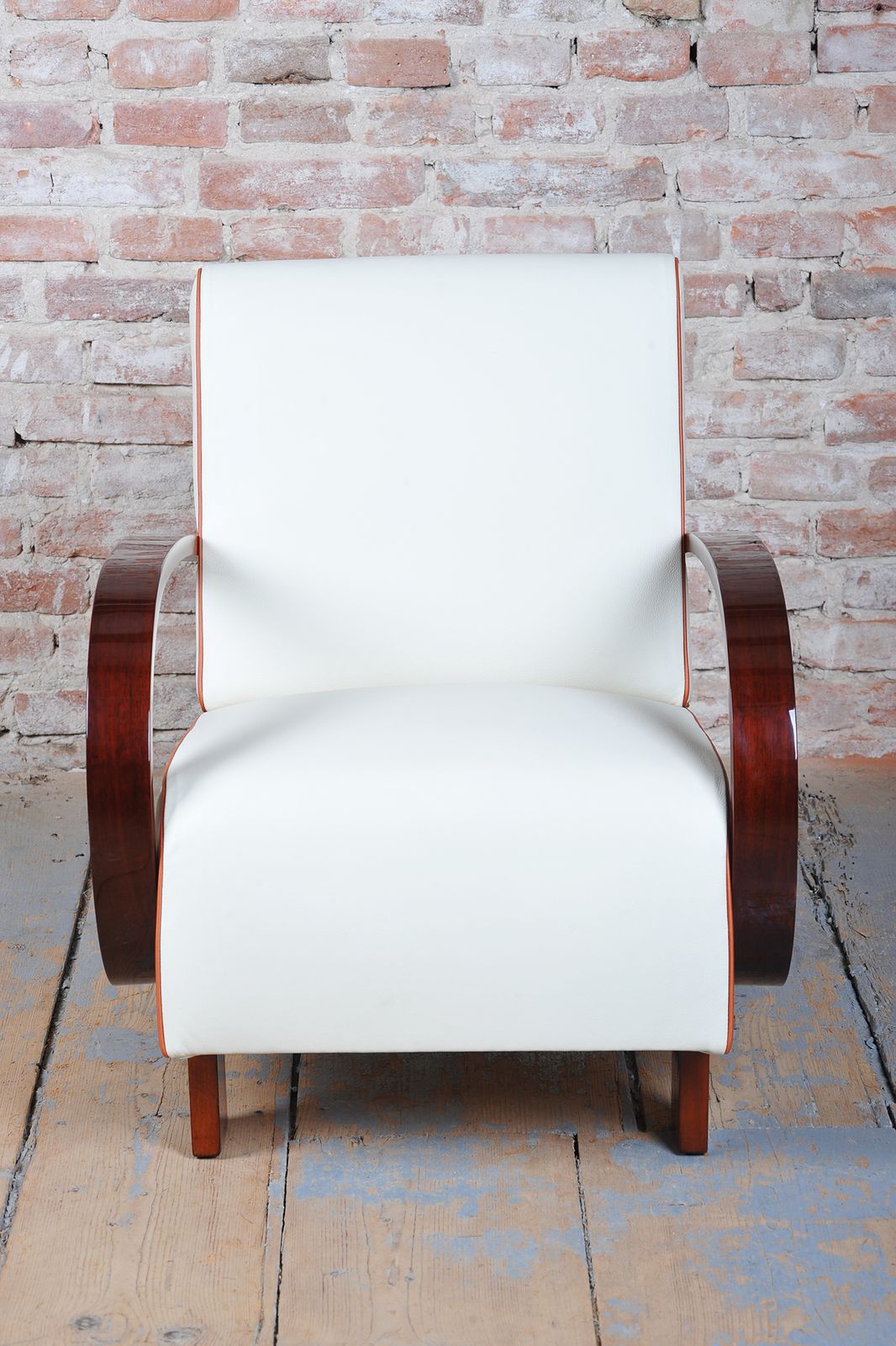 Restored Art Deco Armchair, Walnut, Leather, Revived Polish, Czech, 1930s photo furniture