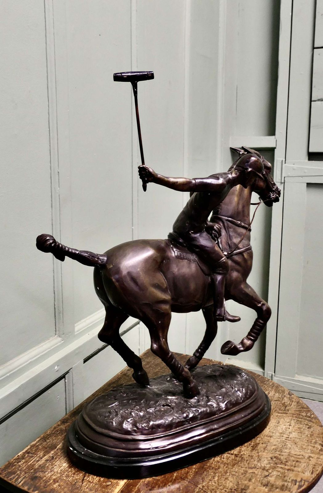 20th Century French Bronze Sculpture, Polo Player A Bronze Sculpture Of A Polo Player photo Art