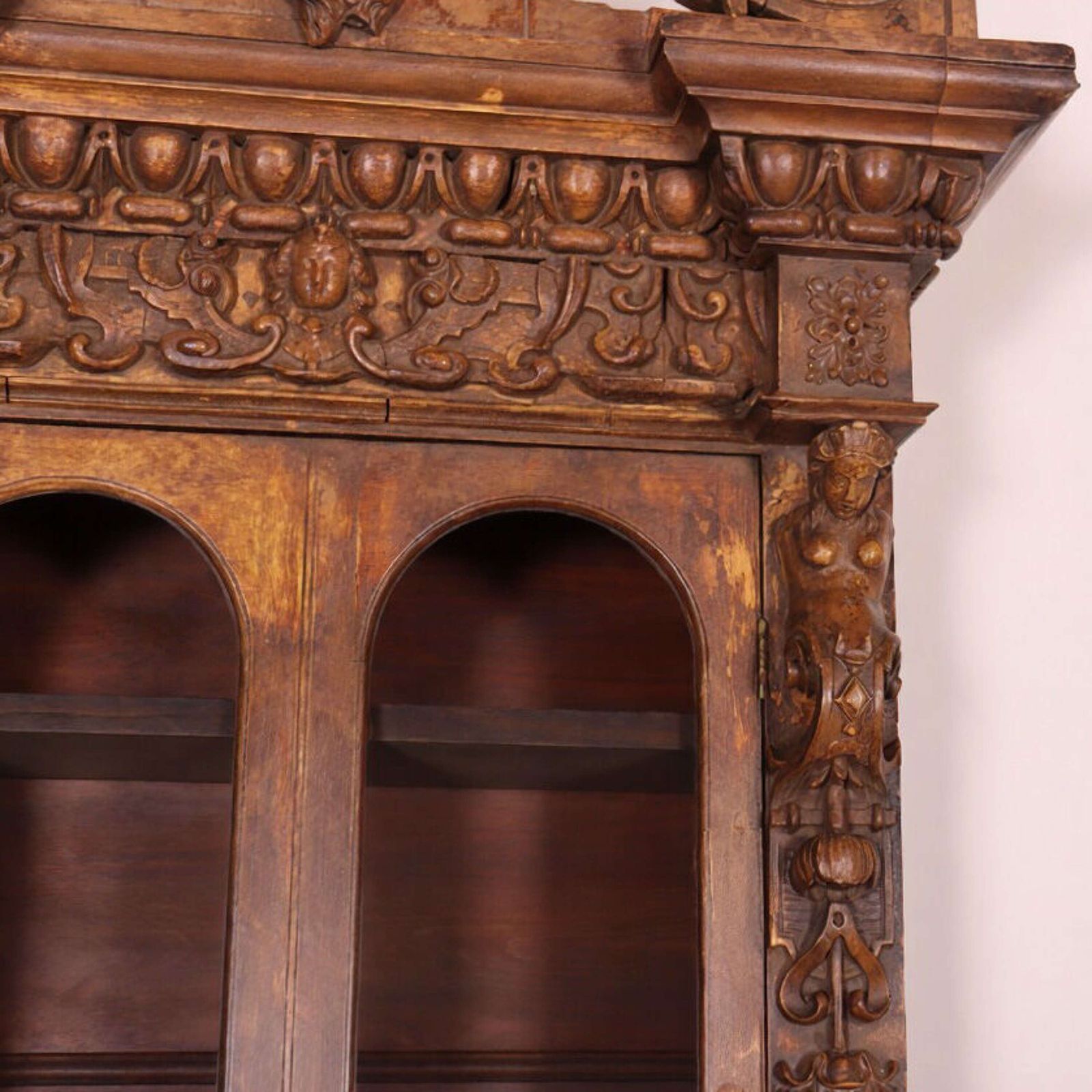 Carved Pine Chimney Cupboard, 1800s photo for sale