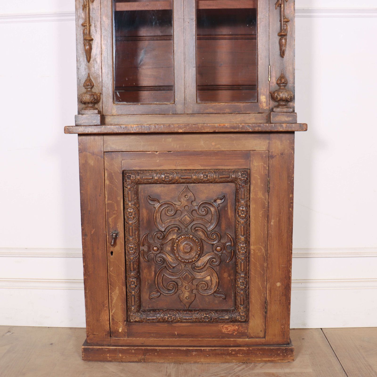 Carved Pine Chimney Cupboard, 1800s photo 2700.0