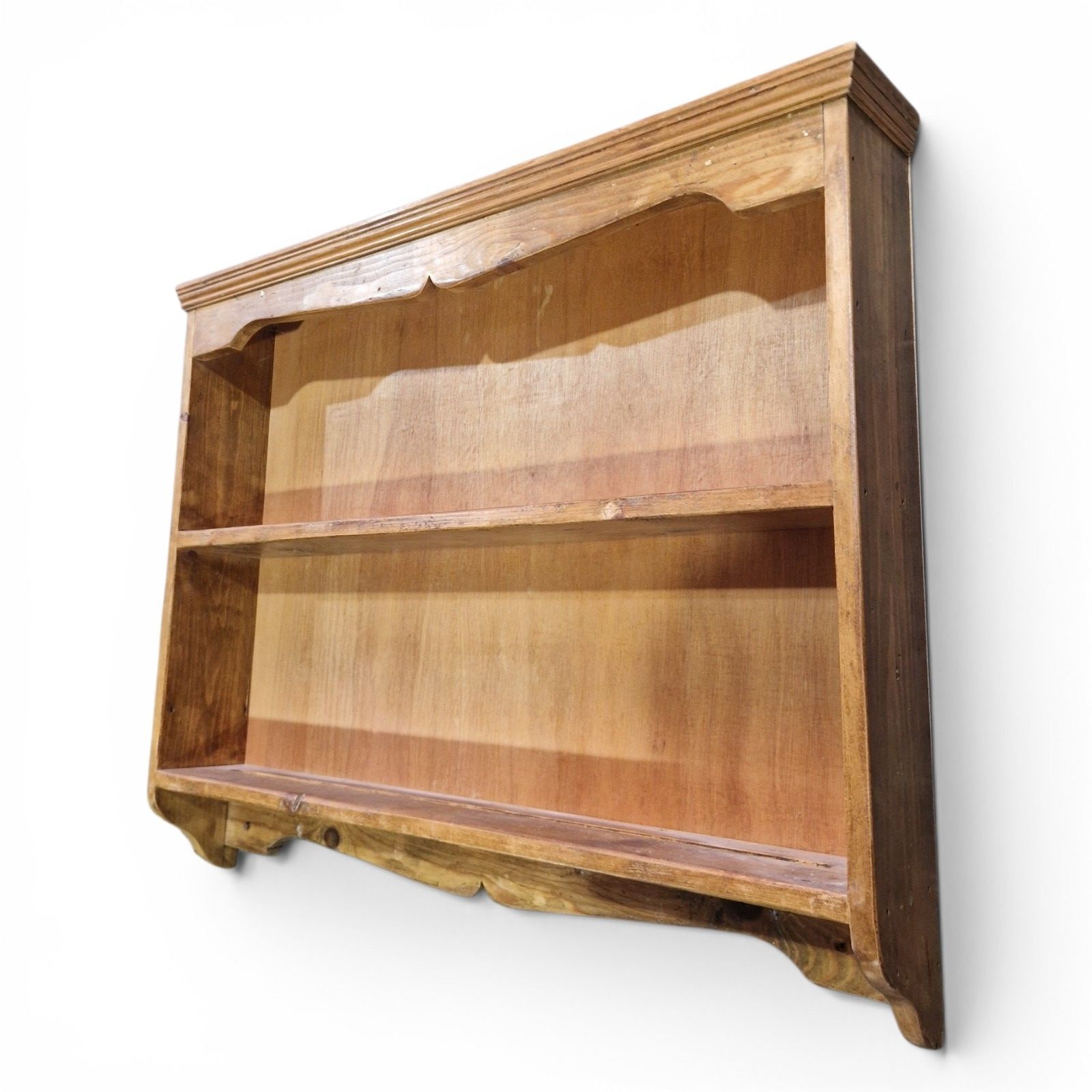 Rustic Farmhouse Pine Wall Shelves Country Kitchen Display Shelf Storage Rack photo vintage