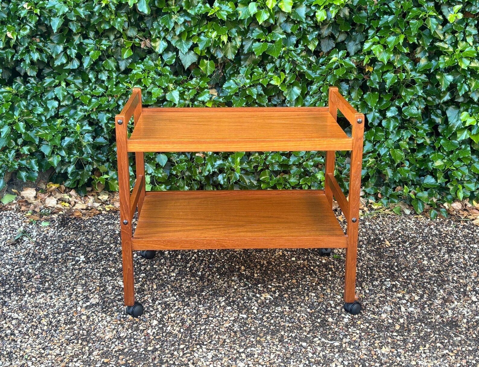 Danish Mid Century Two Tier Teak Trolley On Castors photo furniture