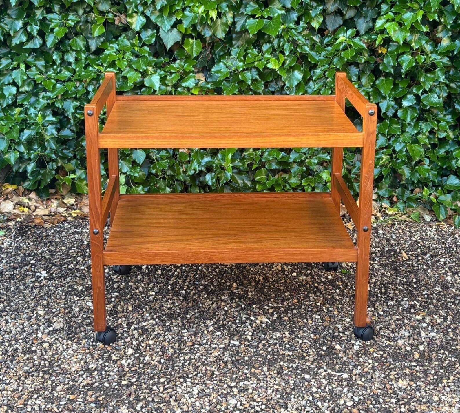 Danish Mid Century Two Tier Teak Trolley On Castors photo Furniture