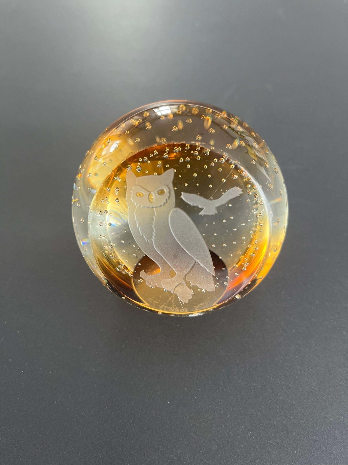 Caithness Glass Paperweight. Wise Old Owls, Scotland Circa 1980s photo buy