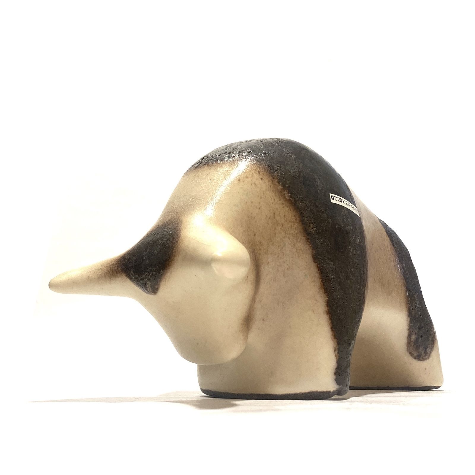 Otto Keramik Bull In Natural Fat Lava Glaze, West German Pottery Style Sculpture photo furniture