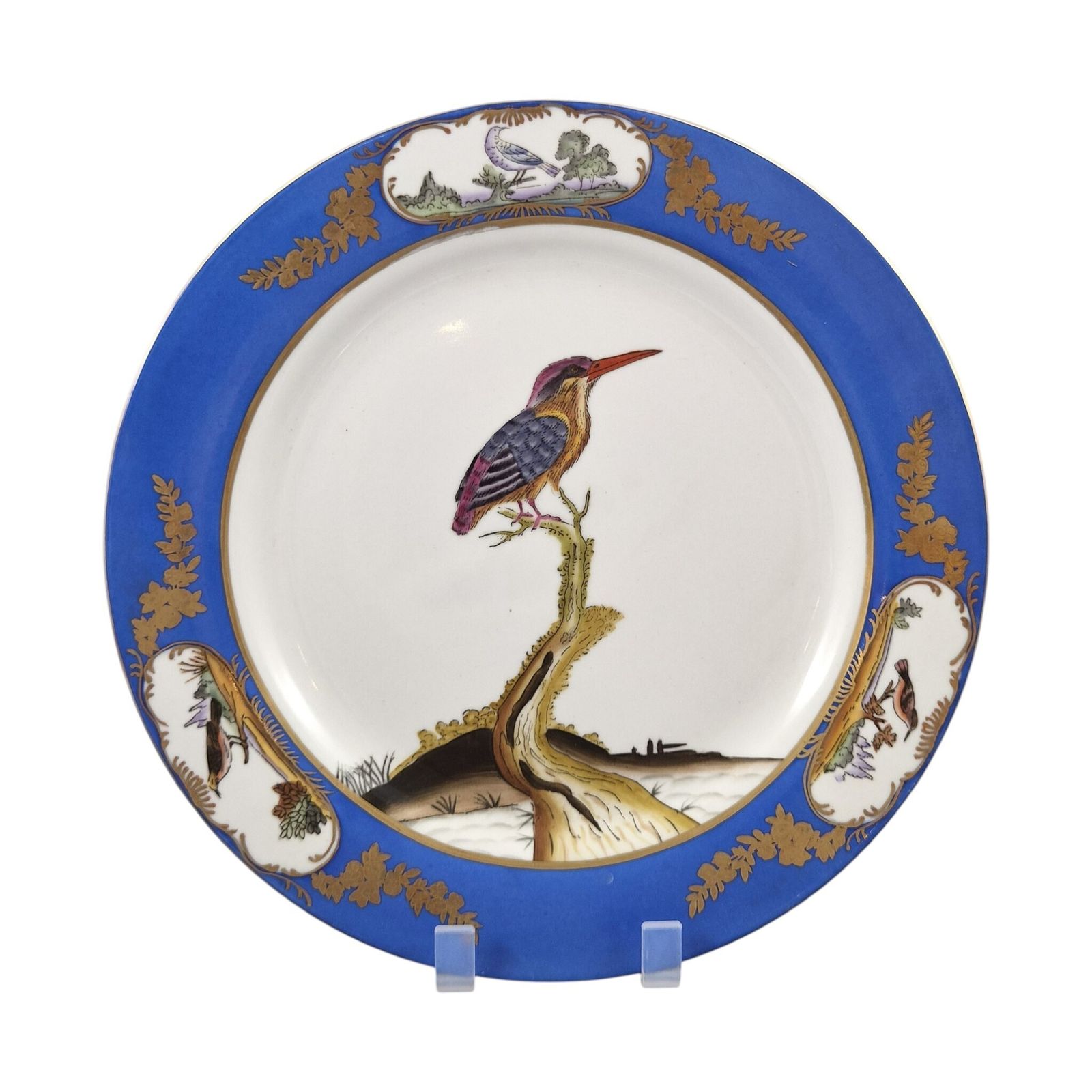 Chelsea House Royal Blue Bird Display Plates, Set Of Four, C.1980s photo furniture