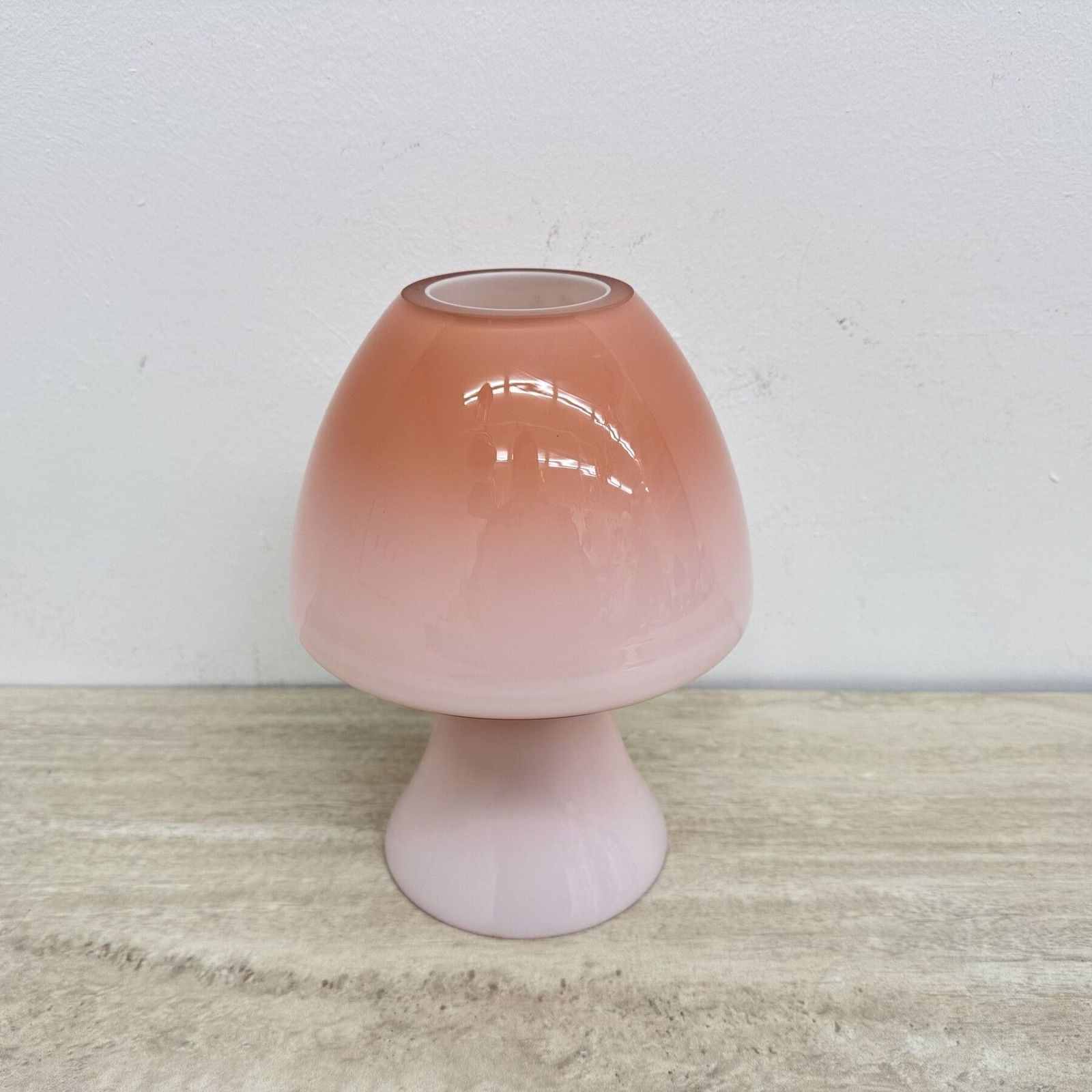 photo vintage Peil & Putzer Roze Glazen Paddenstoellamp, Jaren 1970