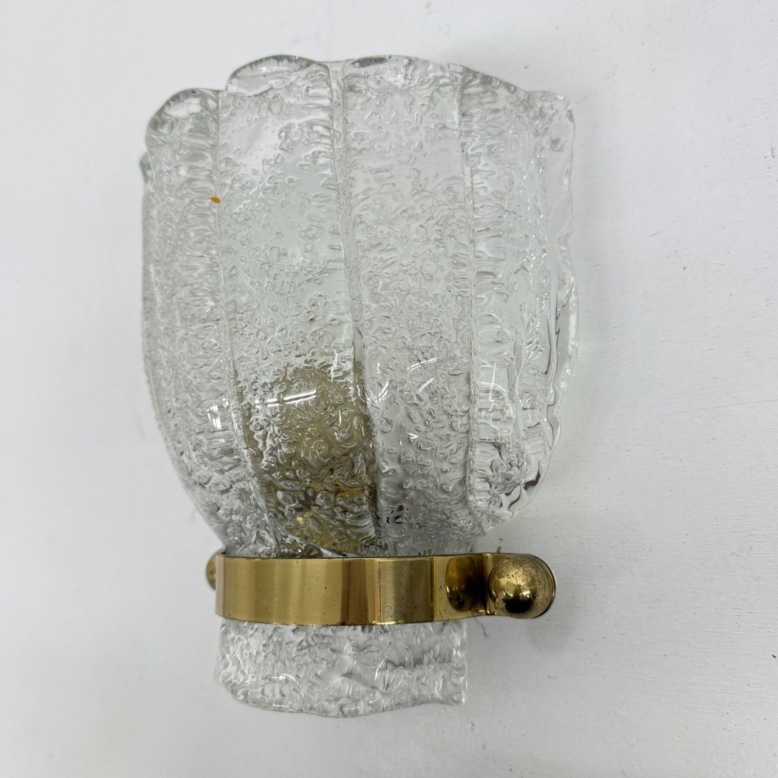 photo buy Vintage Hillebrand Wall Lamp Ice Glass With Brass , 1970s