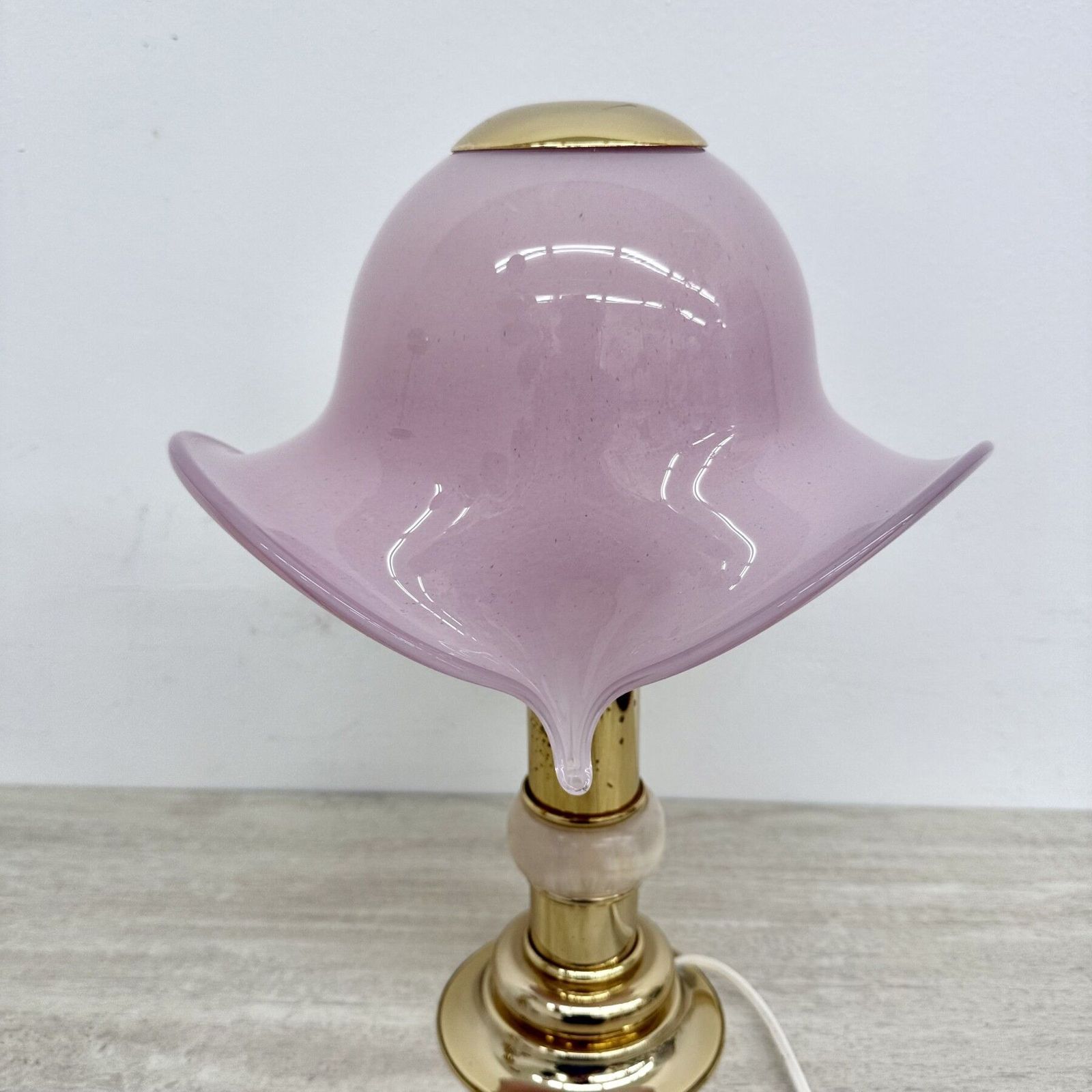 Set van 2 roze Murano glazen tafellampen met albast detail, jaren 1970 photo vinterior