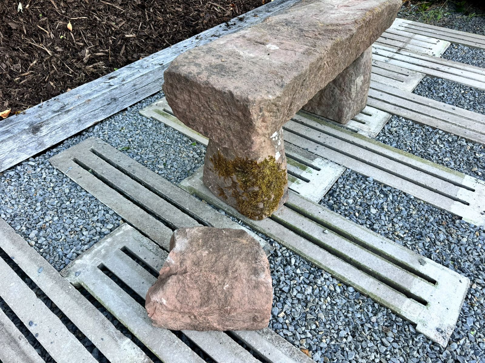 Large Reclaimed Red Sandstone Garden Bench Seat, Circa 1860 photo vintage