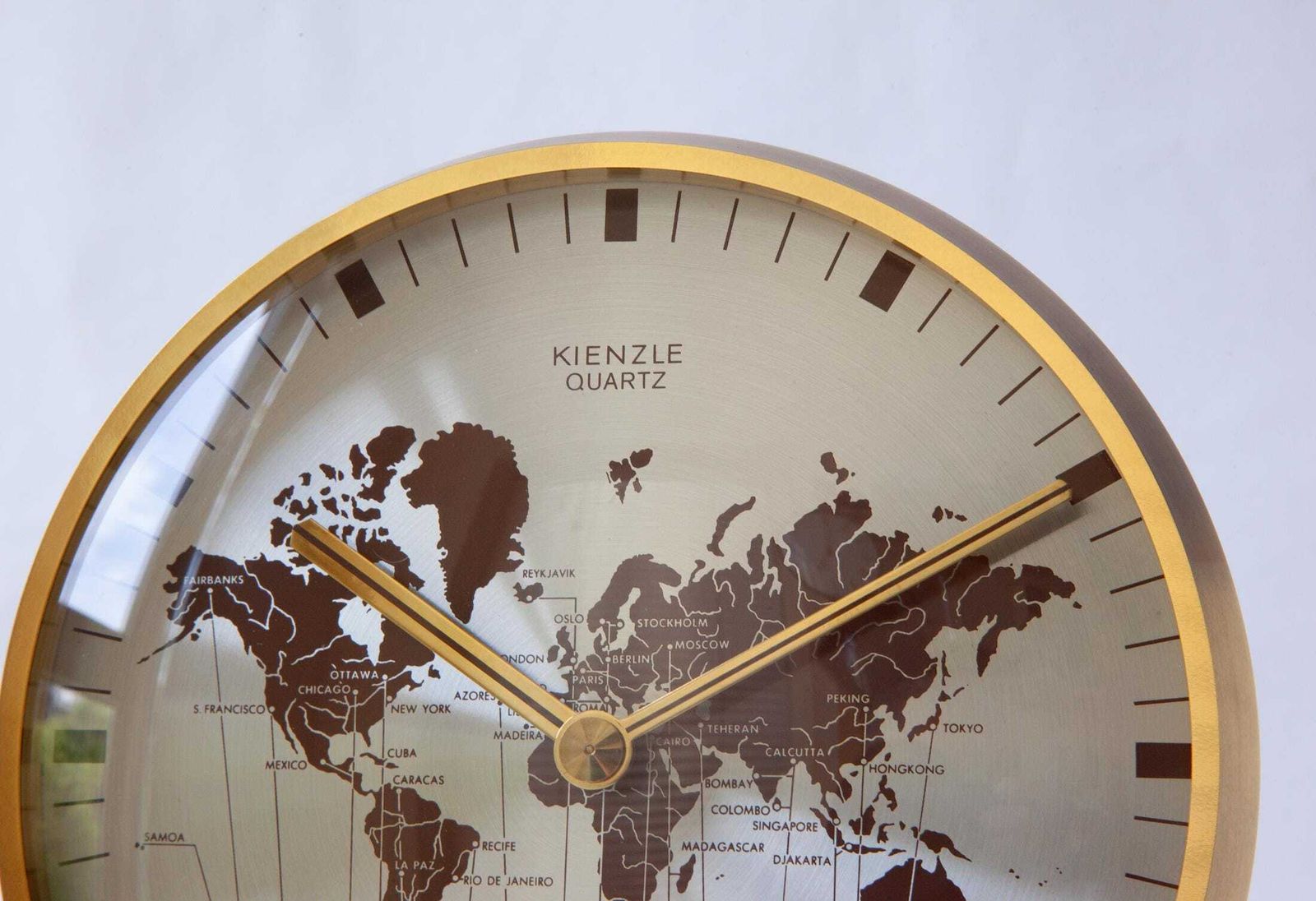 Kienzle World Time Clock Germany Desk Table Mid Century Bauhaus Brass Modern Mantel Mcm Heinrich Moller Office photo vintage