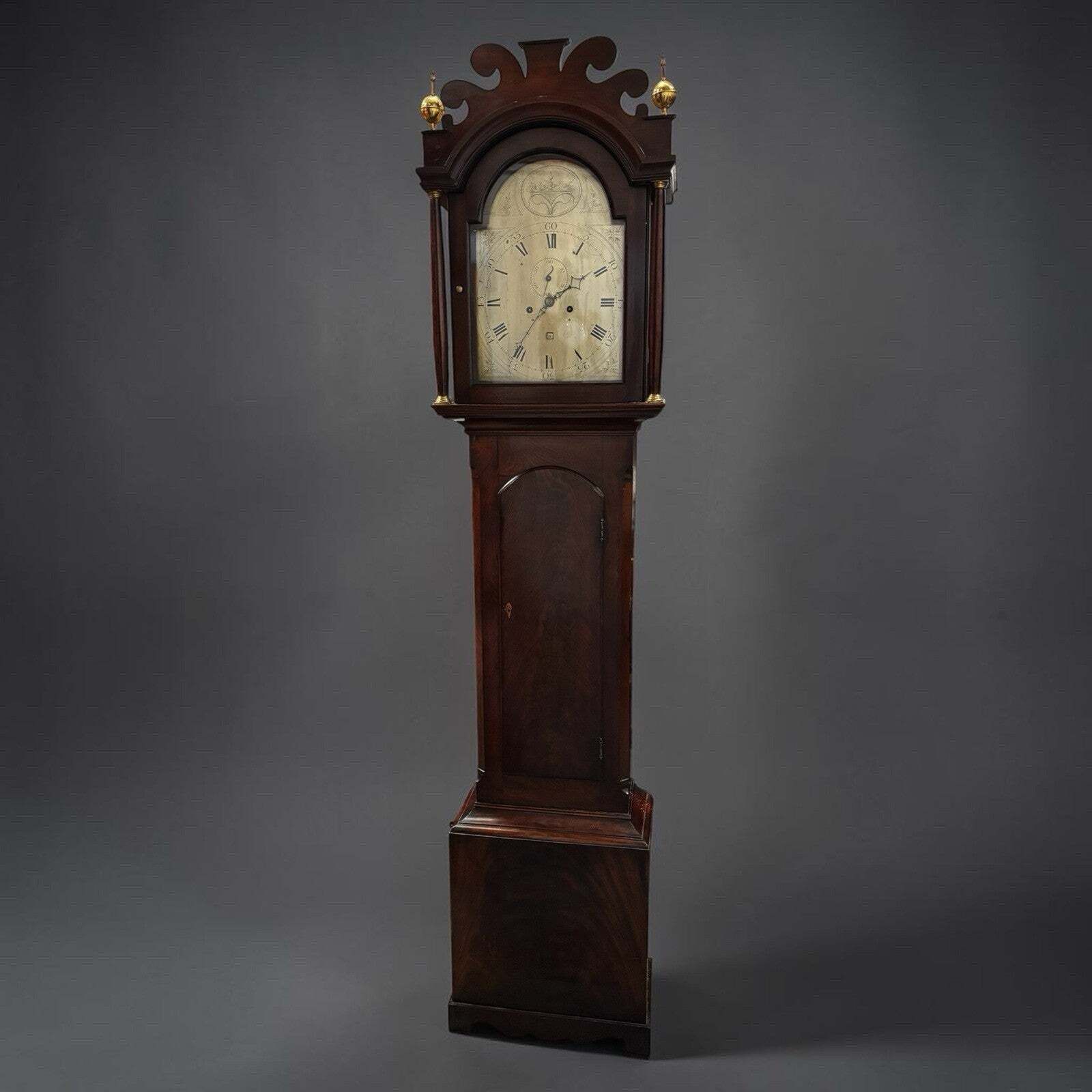 Georgian Mahogany Longcase Clock, Silvered Dial. 8 Day photo furniture