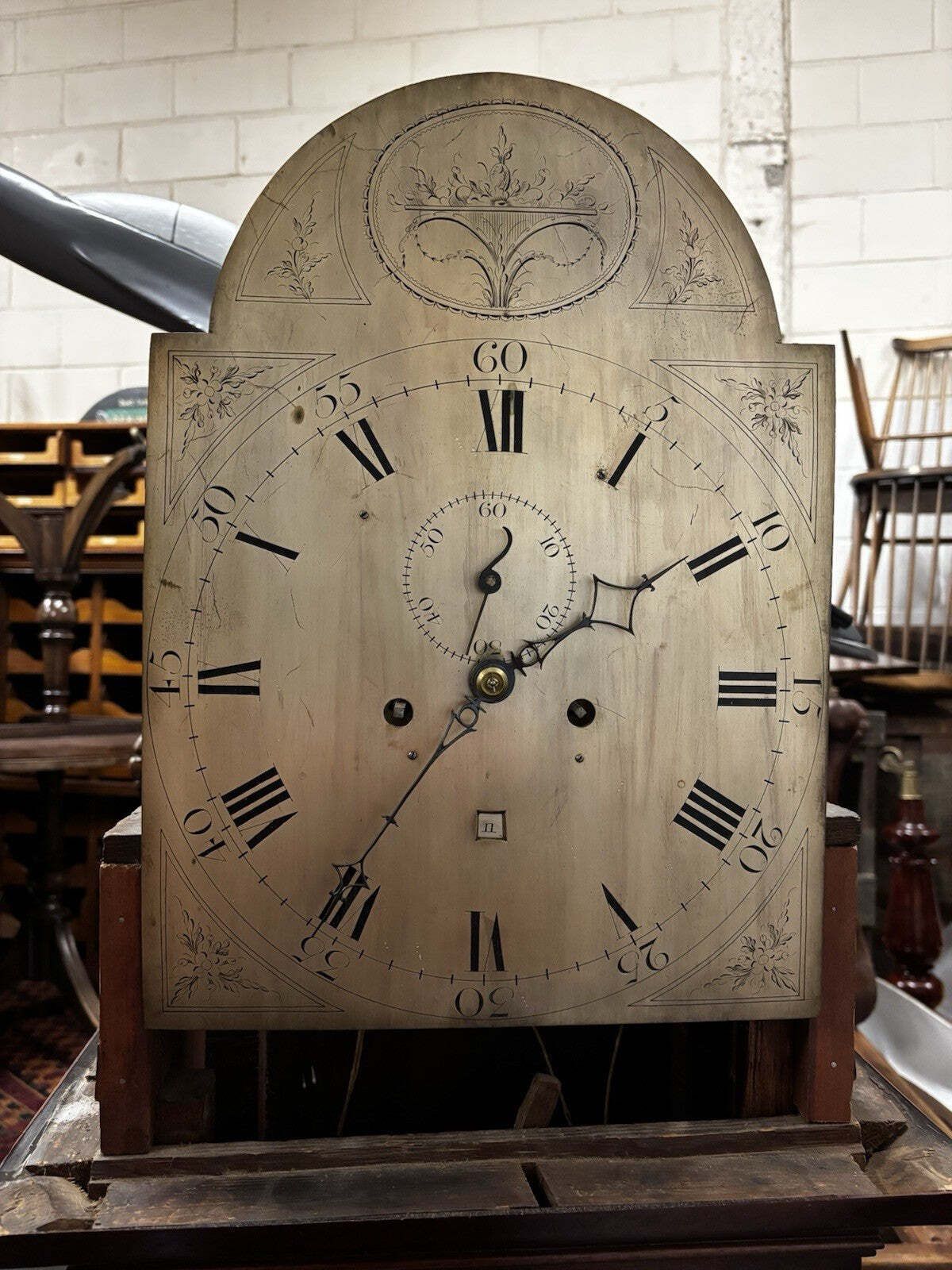 Georgian Mahogany Longcase Clock, Silvered Dial. 8 Day photo Home Decor