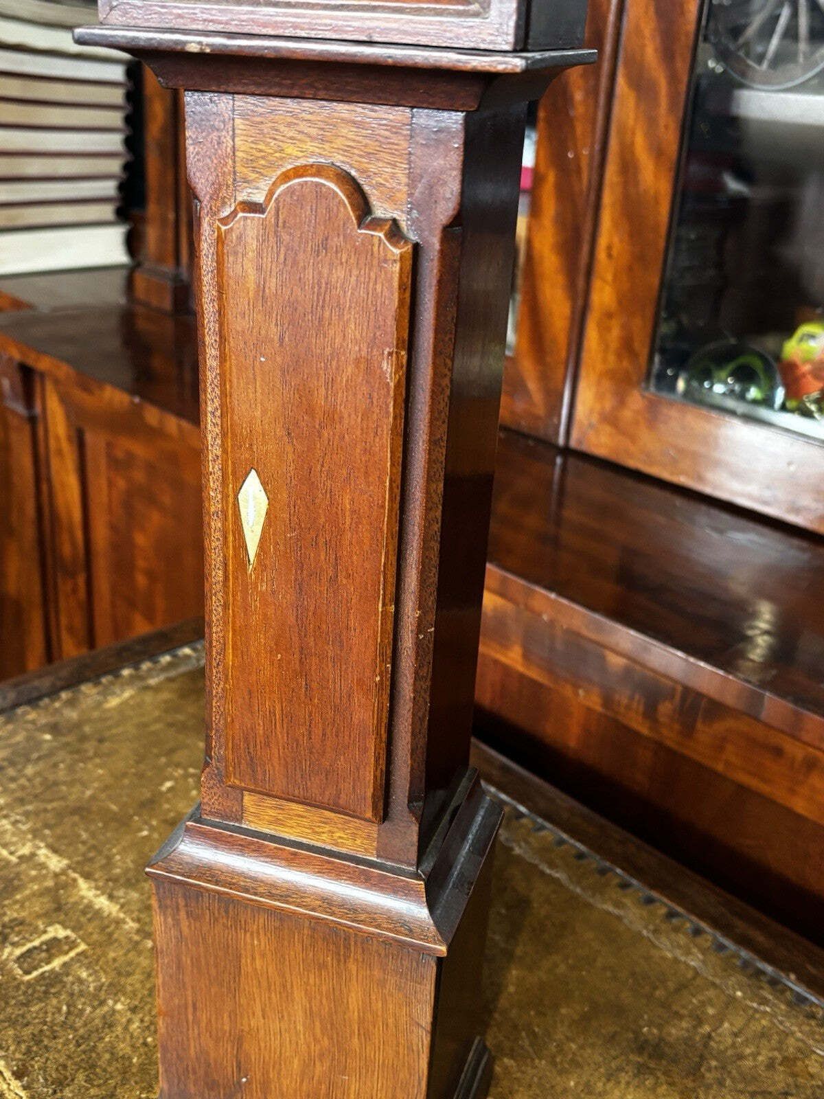 Pocket Watch Holder. Miniature Mahogany Longcase. photo 200.0