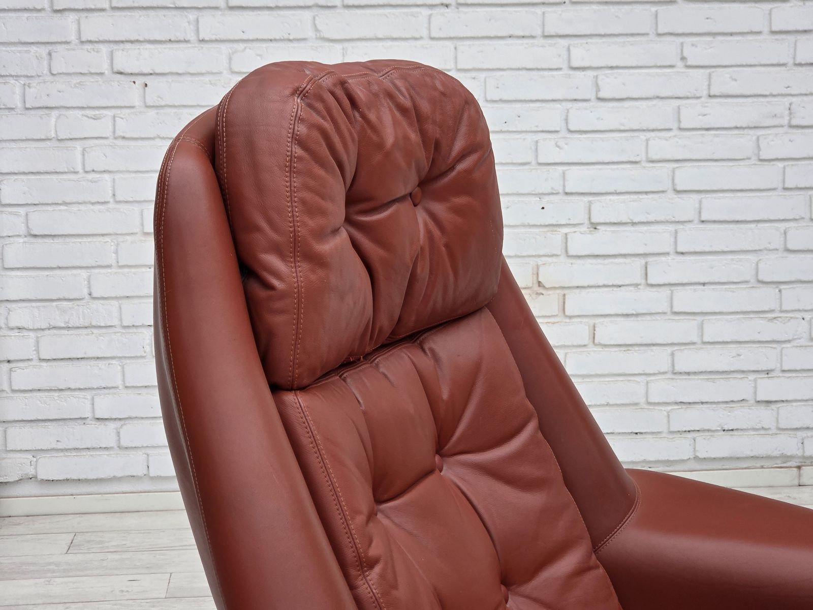 1970s, Danish Design By H.W.Klein, Swivel Armchair, Furniture Leather. photo for sale