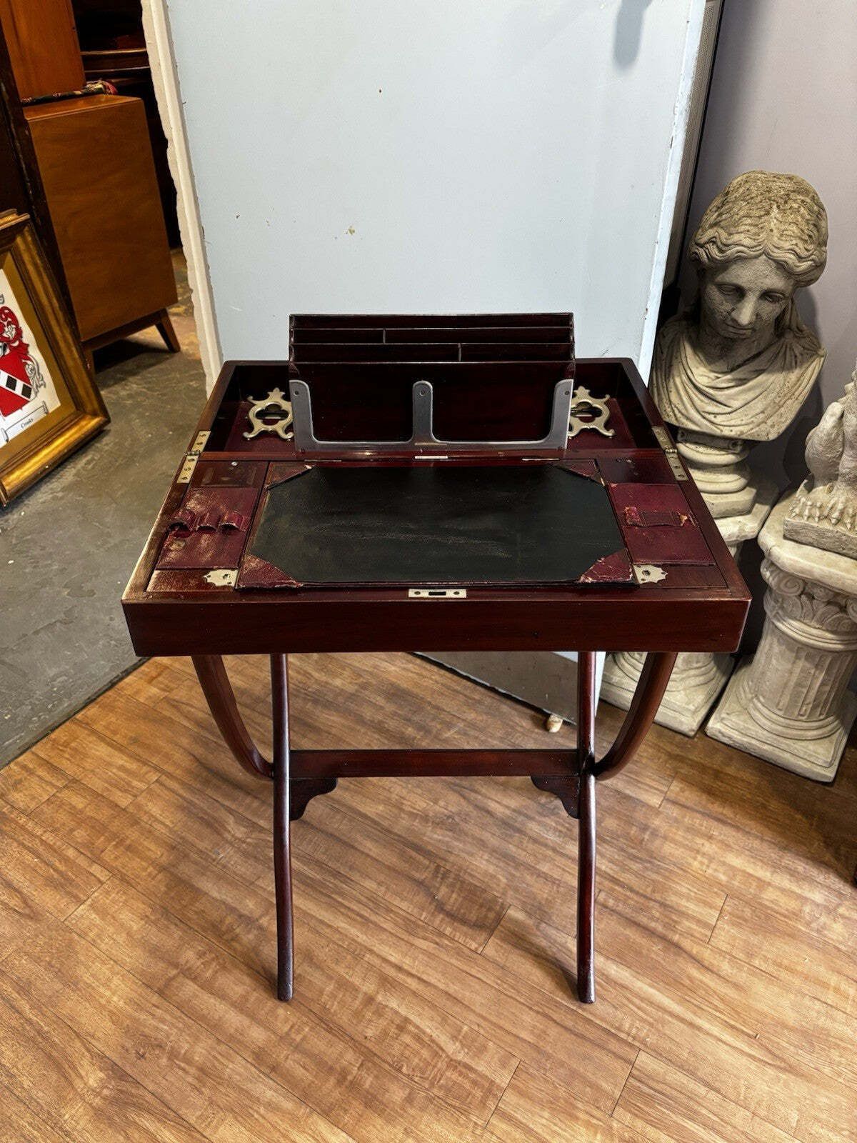English Victorian Folding Campaign Desk With Fitted Interior. photo for sale