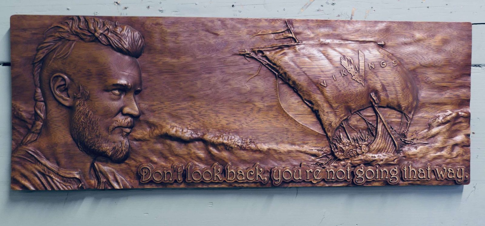 Wall Carving. Viking This Is A Viking Inspired Carving And The Quote, "Don't Look Back photo 408.0