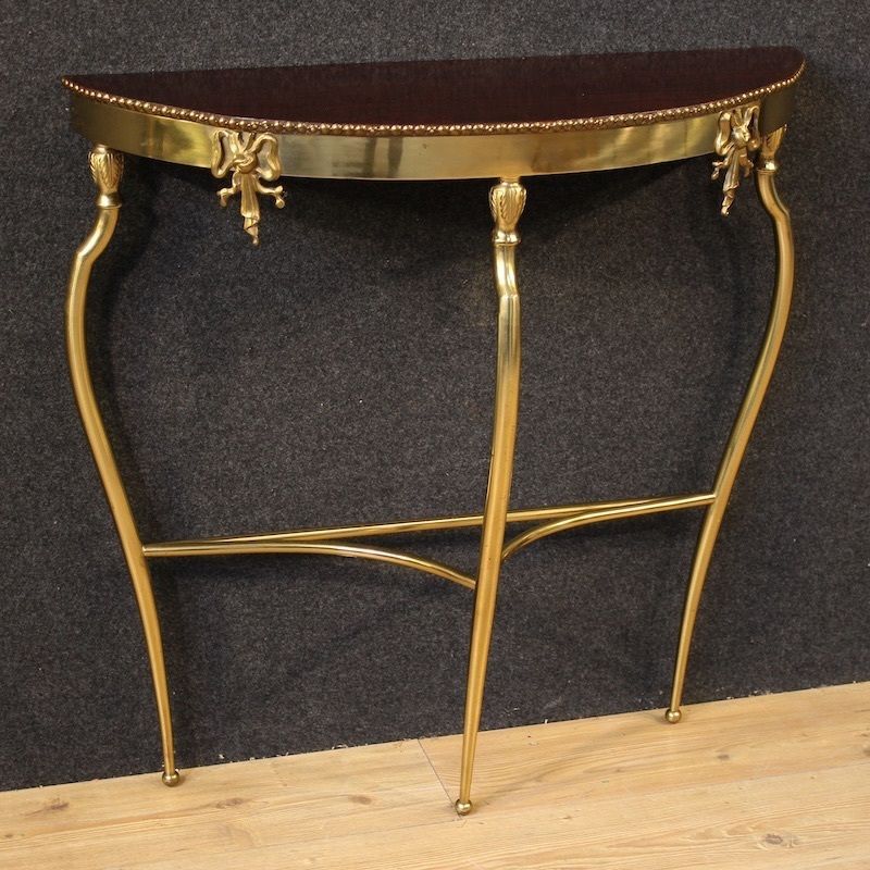 Console italienne en laiton doré, XXe siècle