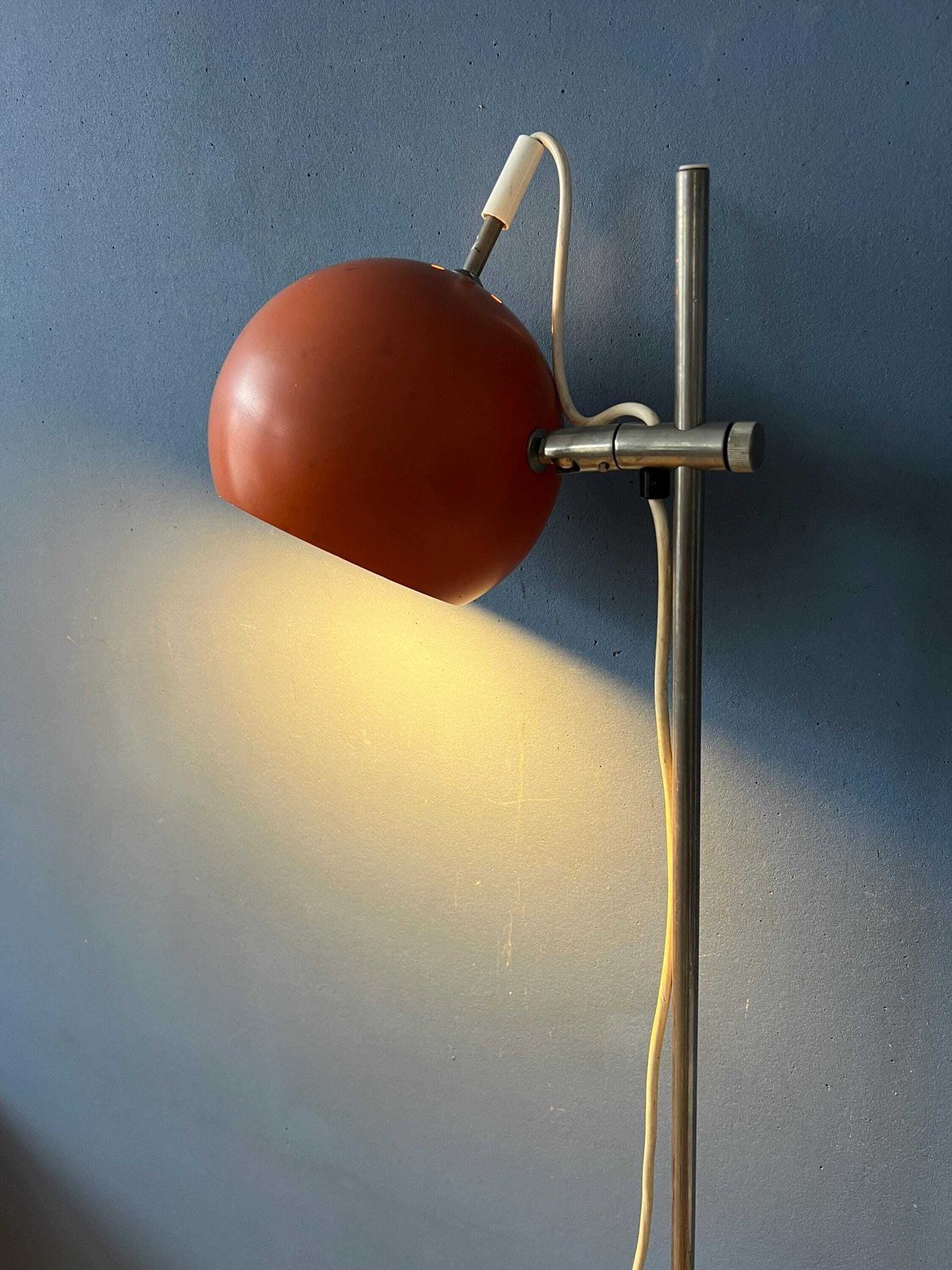 Mid Century Orange Eyeball Floor Lamp photo vintage