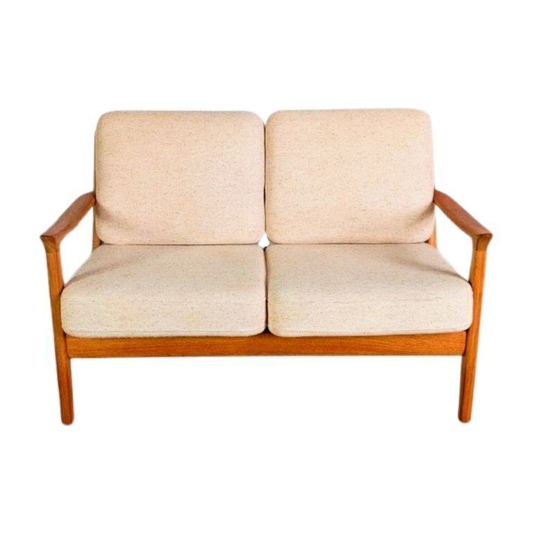 Two Seater Sofa Couch France & Søn Ole Wanscher Senator Teak