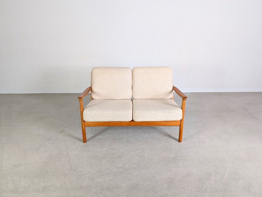 Two Seater Sofa Couch France & Søn Ole Wanscher Senator Teak photo for sale