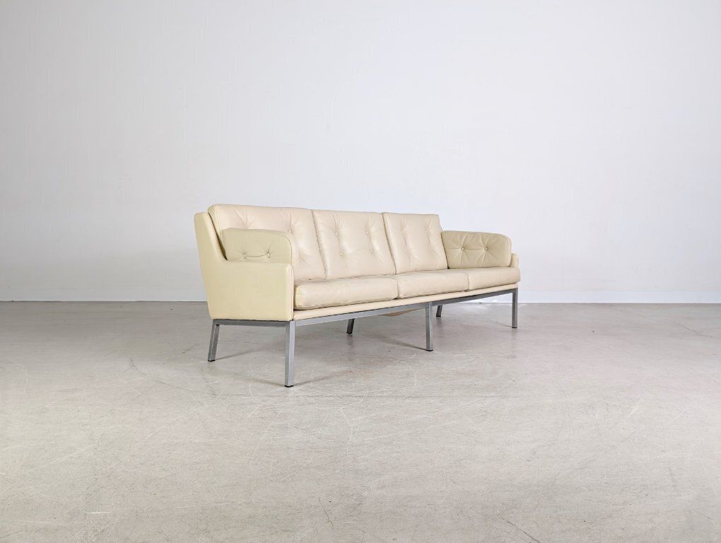 Original Roland Rainer Leather Sofa Couch, Wk Wohnen Vienna 1980 photo for sale
