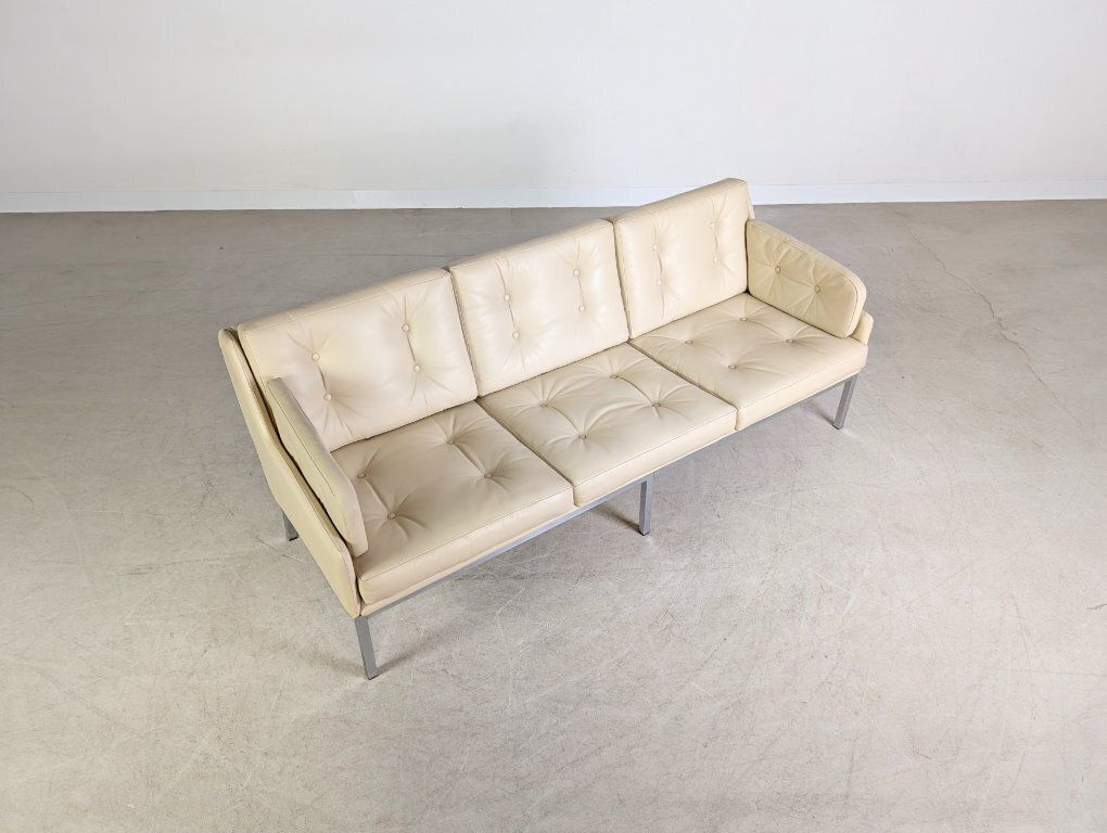 Original Roland Rainer Leather Sofa Couch, Wk Wohnen Vienna 1980 photo buy