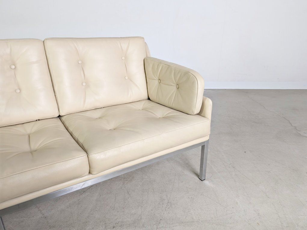 Original Roland Rainer Leather Sofa Couch, Wk Wohnen Vienna 1980 photo vintage