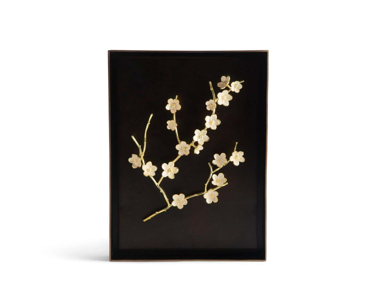 Cherry Blossom Shadow Box In Natural Brass And White Enamel photo furniture