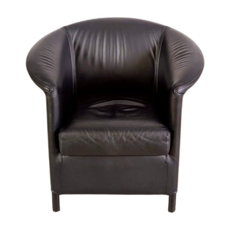 2x Original Wittmann Aura Armchairs, Black Leather, Paolo Piva