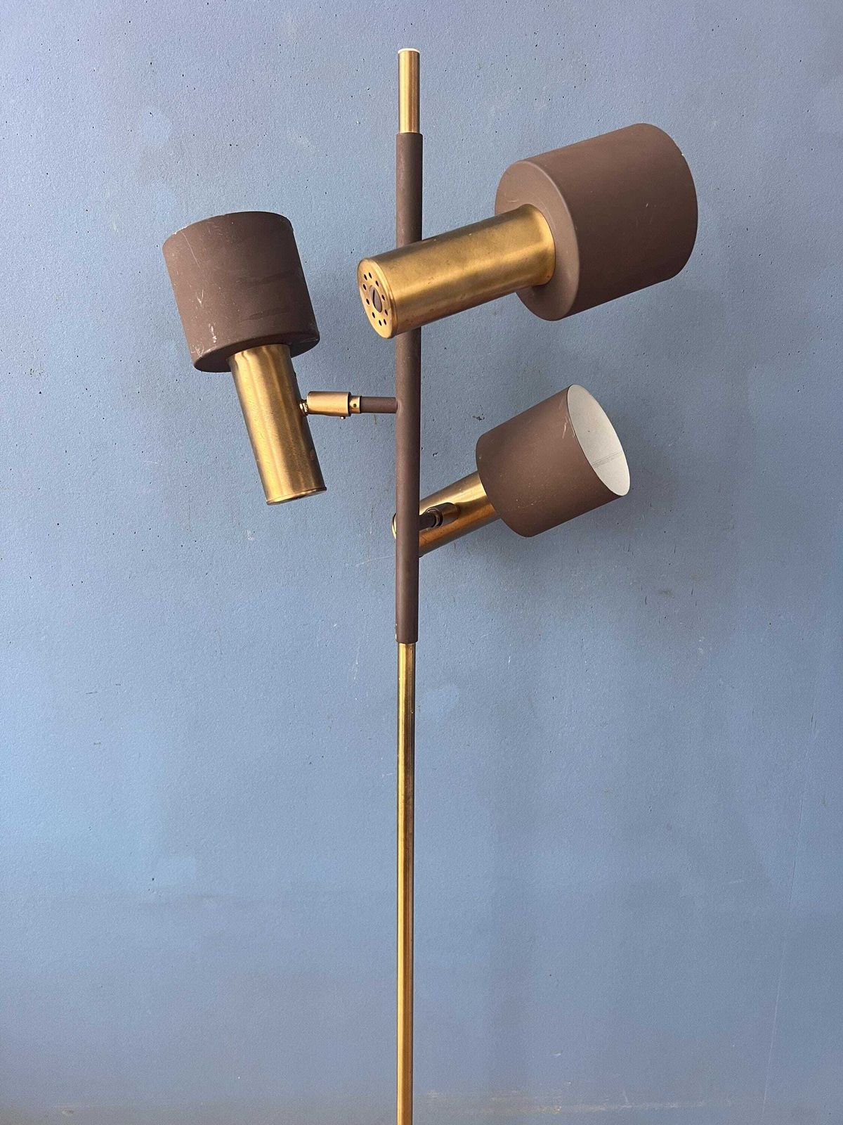 photo for sale Vintage Dijkstra Space Age Floor Lamp, Brown And Chrome Floor Light