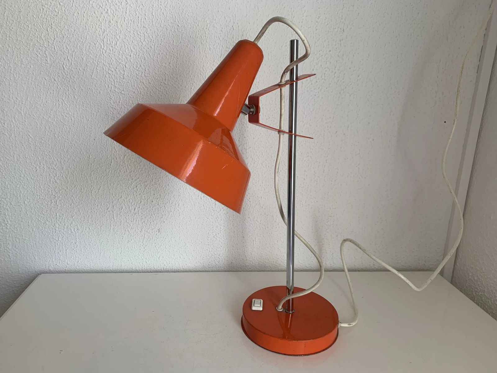 Vintage 1960s Delmas Desk Lamp, Carrot Orange   44 Cm