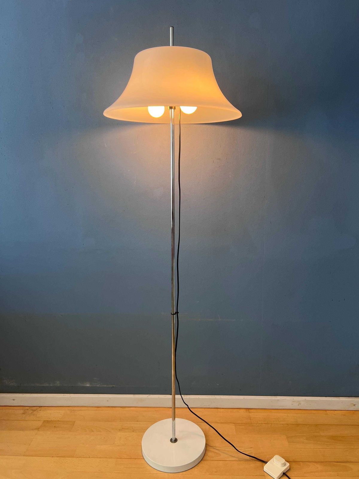 Vintage Space Age Floor Lamp With White Plexiglass Ufo Shade photo furniture