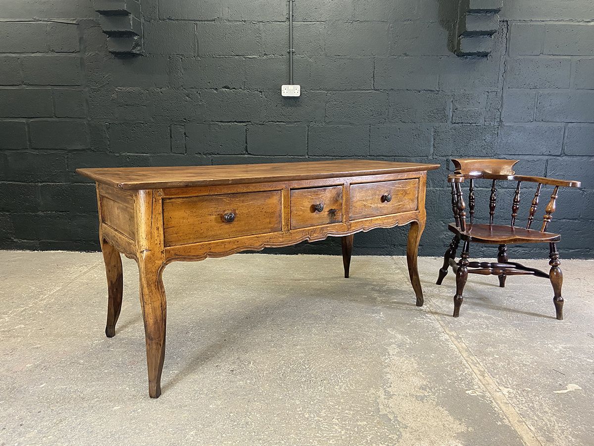 French Provincial Walnut Serving Table With Side Slide, Circa 1880
