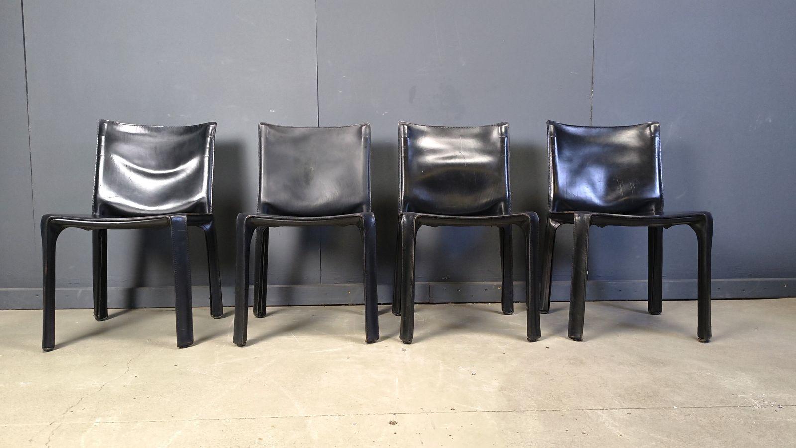 Furniture Black Leather Mario Bellini Cab Dining Chairs Italy, 1970s   Set Of 4 photo