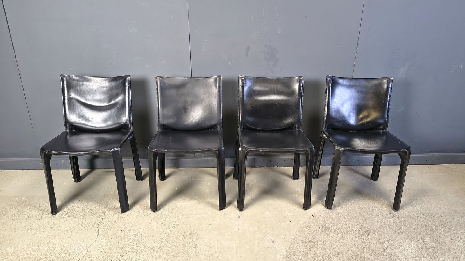 2750.0 Black Leather Mario Bellini Cab Dining Chairs Italy, 1970s   Set Of 4 photo