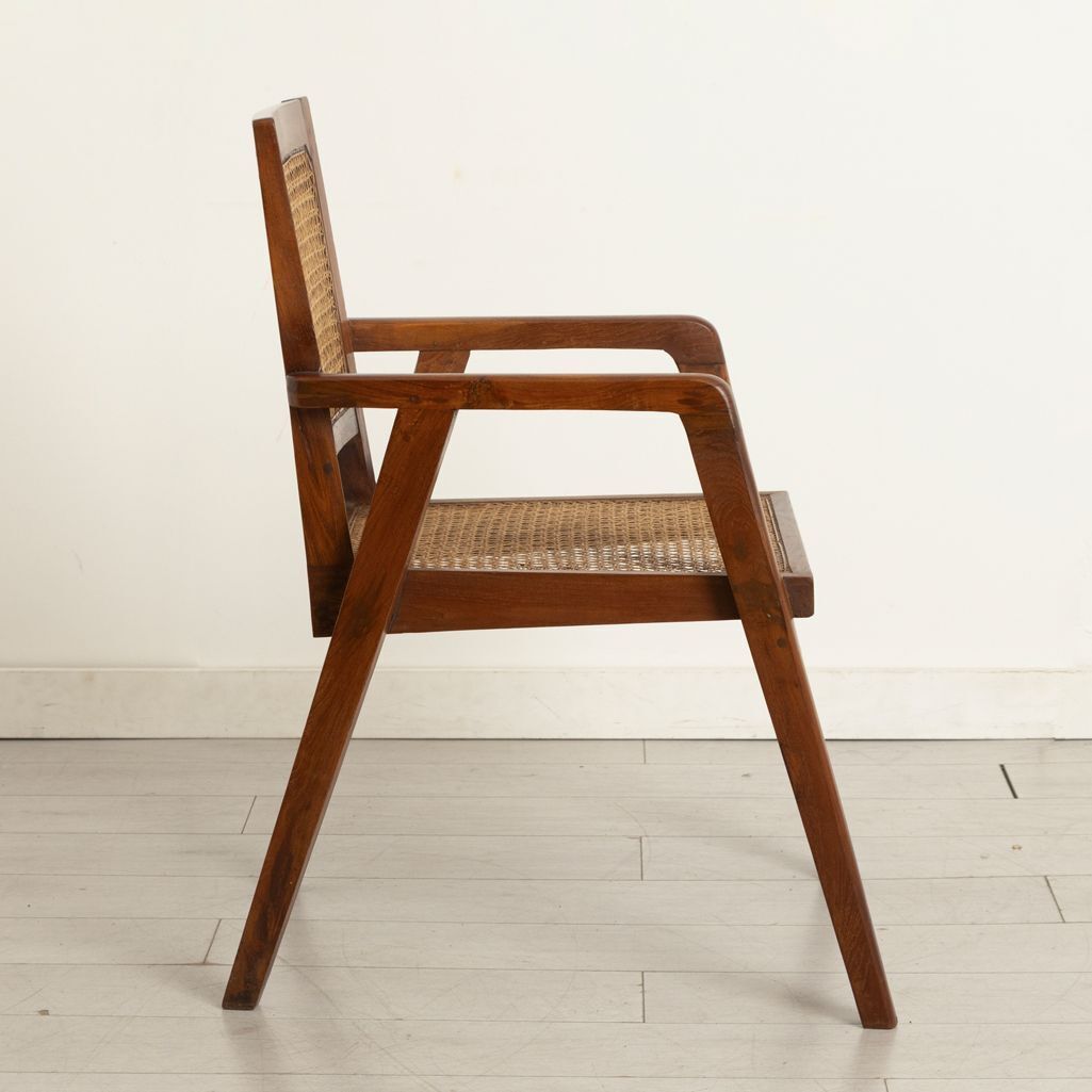 Teak & Cane Armchair Attributed To Balkrishna Vithaldas Doshi For The Indian Institute Of Management At Ahmedabad, 1962 photo for sale