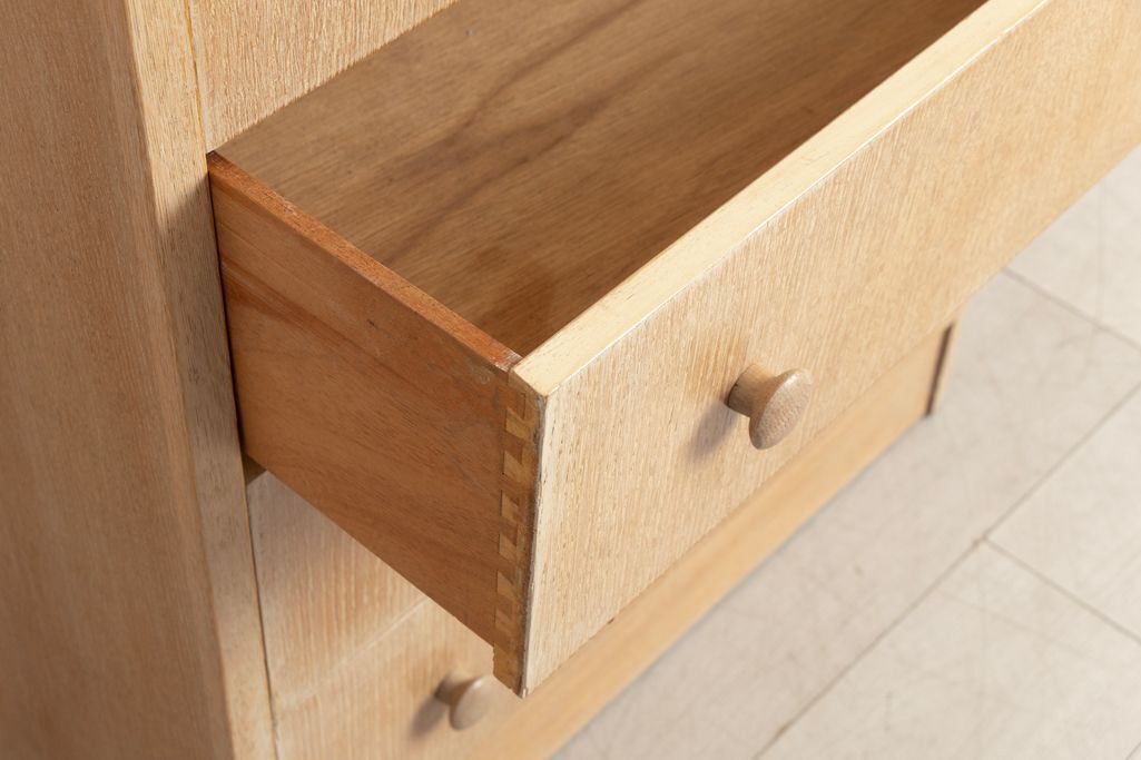1940s Limed Oak Chest Of Drawers photo vintage
