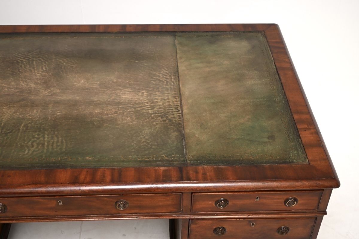 Antique Georgian Period Mahogany Leather Top Partners Desk photo vinterior