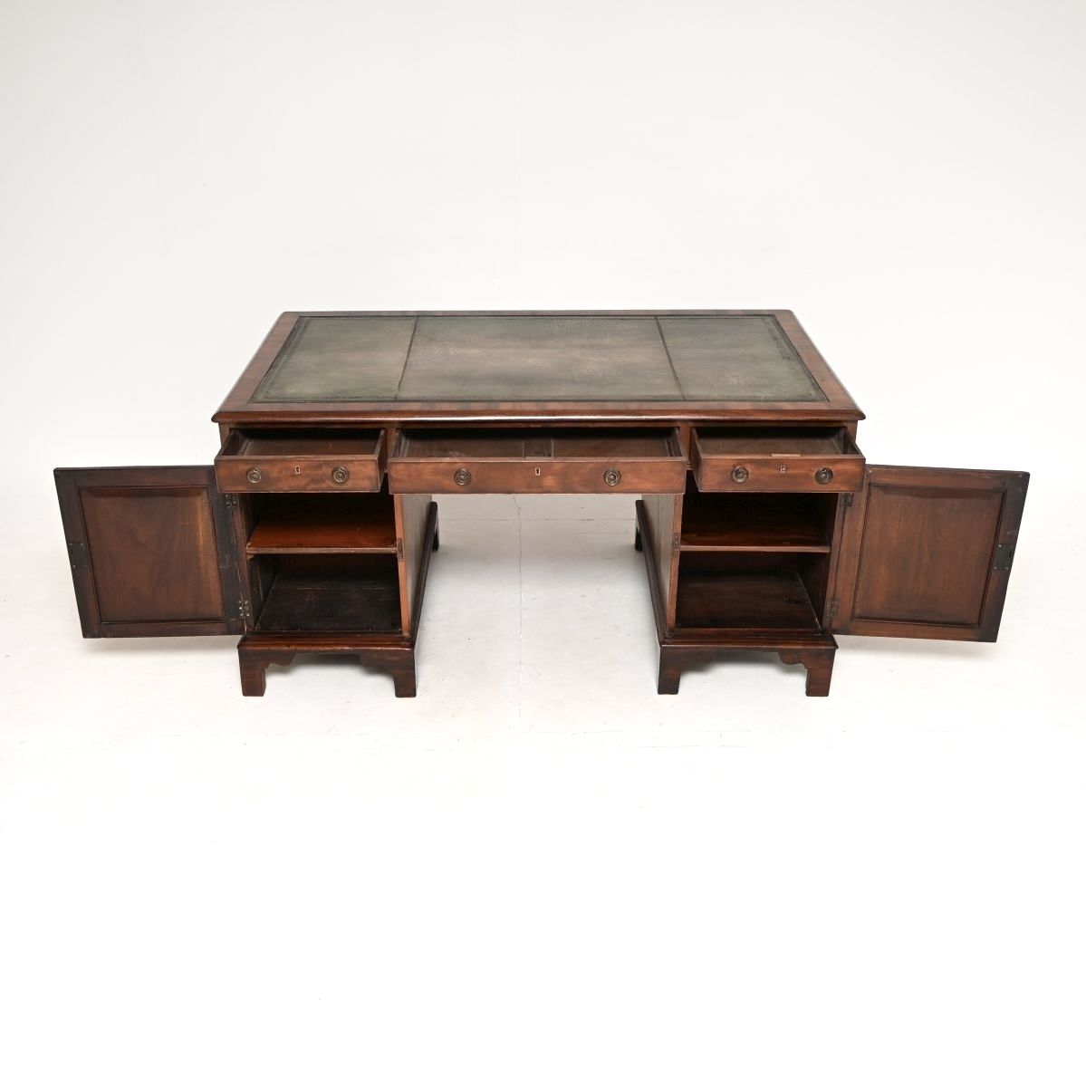 photo for sale Antique Georgian Period Mahogany Leather Top Partners Desk